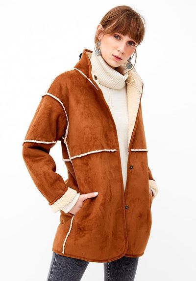 Chaqueta Polyester Chaqueta Con Chiporro Manga Larga Cafe - Umbrale